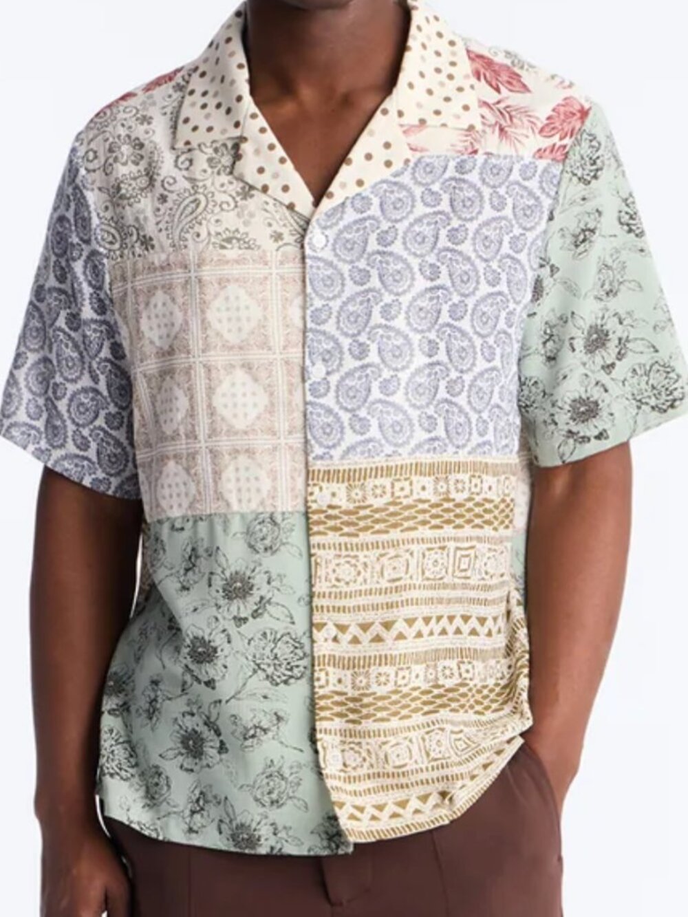 Horizon Cuban Collar Multicolor Button-Up Shirt Men’s L NWT